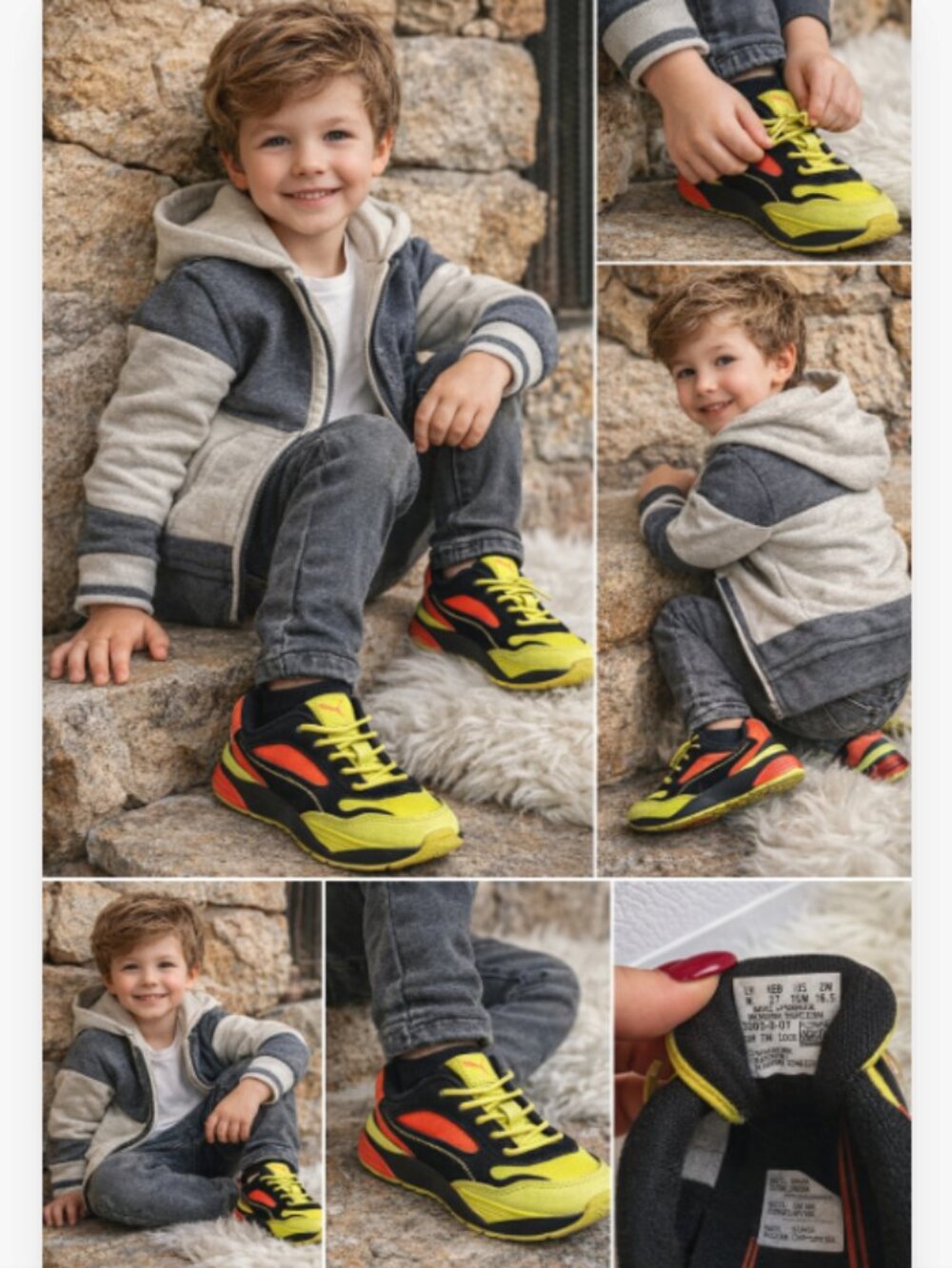 Kids Puma Neon Yellow Black Sneakers Size 10C Athletic Shoes